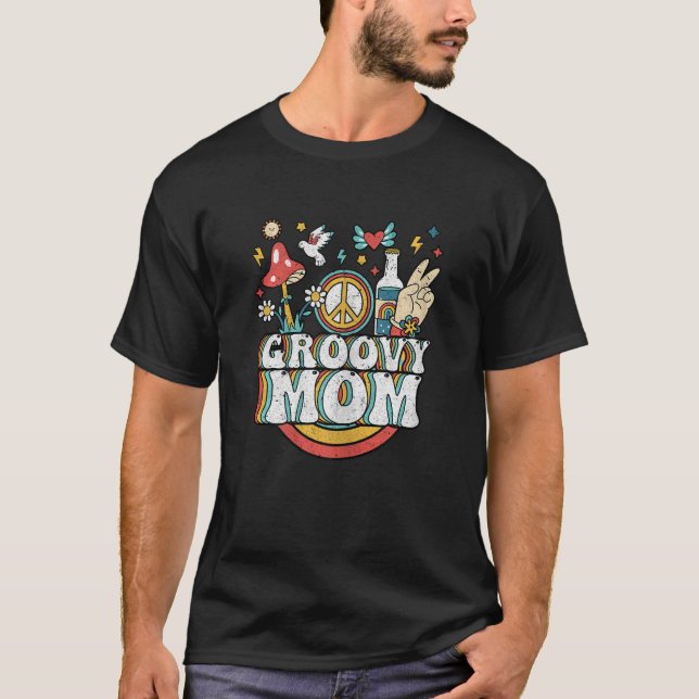 Camiseta Madre madre de Groovy Hip retro estética de 70 año (Anverso)