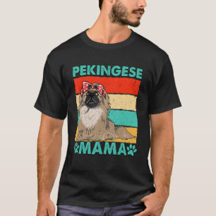 Camiseta Madre madre pekinesa retro presenta a mamá de perr