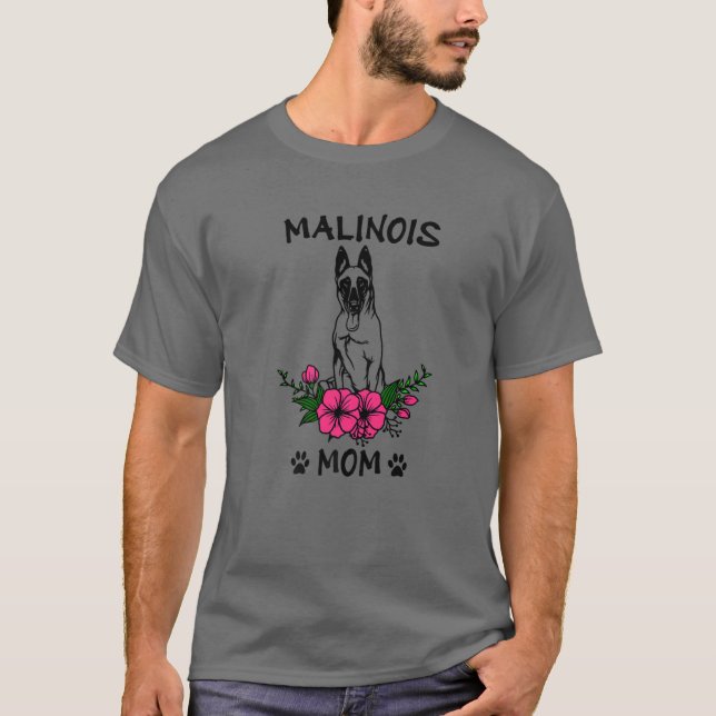 Camiseta Madre maliní madre de perro adorna flor de primave (Anverso)