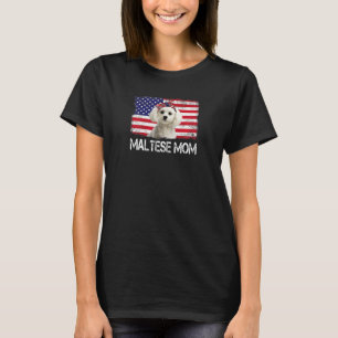 Camiseta Madre Maltesa Bandera Estadounidense 4 De Julio Pa