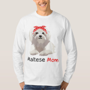 Camiseta Madre maltesa Perro Bandana Pet Lover Mujeres malt