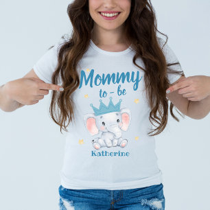 Camiseta Madre mami de la ducha de bebé de elefante azul li