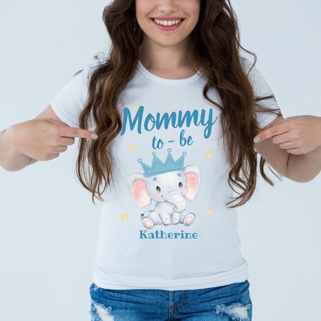 Camiseta Madre mami de la ducha de bebé de elefante azul li (Subido por el creador)