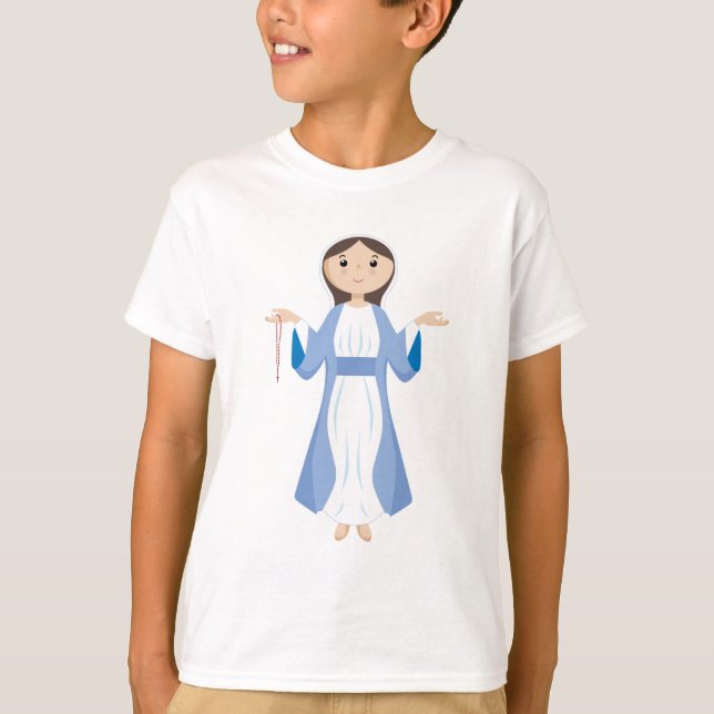 Camiseta Madre Maria con el rosario (Anverso)