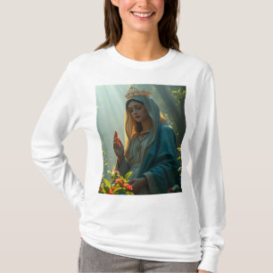 Camiseta Madre María Reina de la manga larga de las mujeres