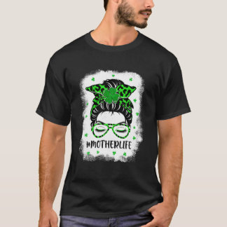 Camiseta Madre Messy Bun St Patrick's Day Graciosa Suerte I