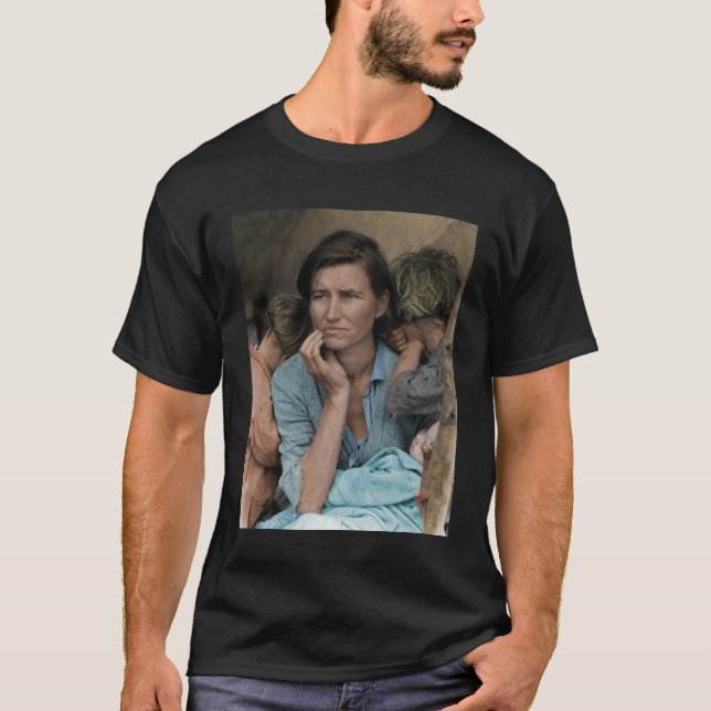Camiseta Madre migrante Nipomo California por Dorothea Lang (Anverso)