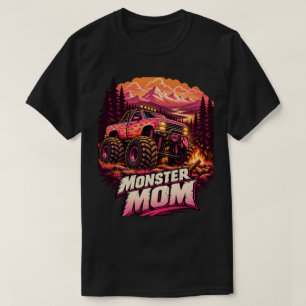 Camiseta Madre Monstruo Camión Monstruo Llama Rosa Fuera de