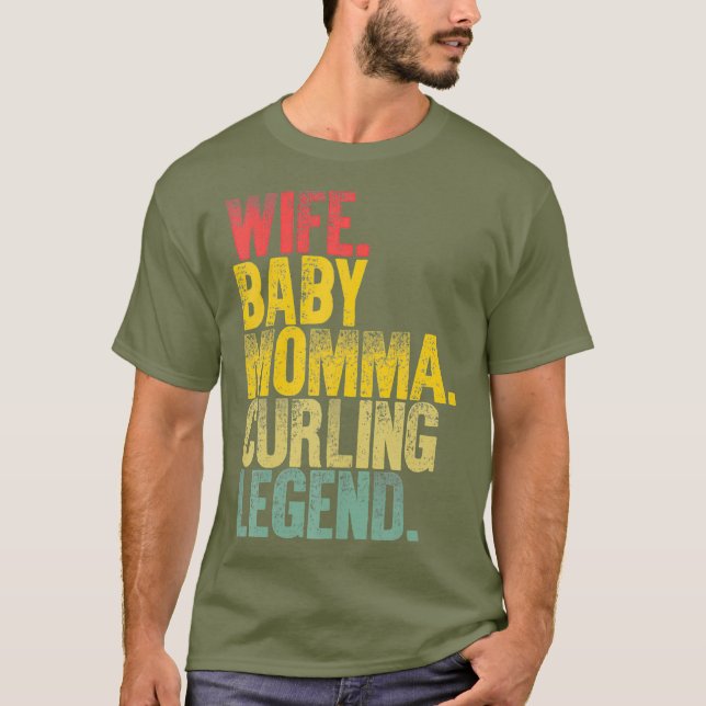 Camiseta Madre Mujeres Divertidas Esposa bebé Mami Curling (Anverso)