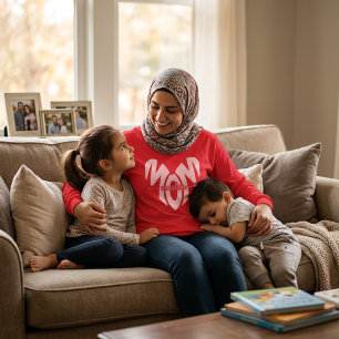 Camiseta madre musulmana corazón mangas largas