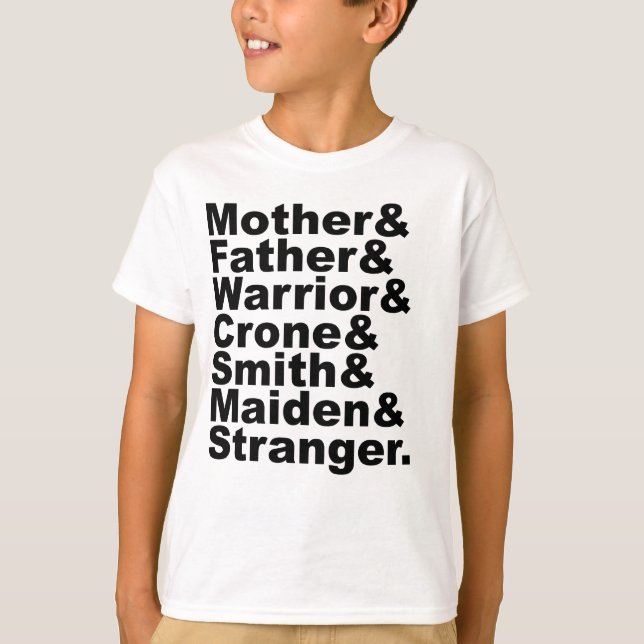 Camiseta Madre & Padre & Guerrero & Crone & Herrero & Donce (Anverso)