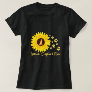 Camiseta Madre pastora alemana con impresiones de girasol y