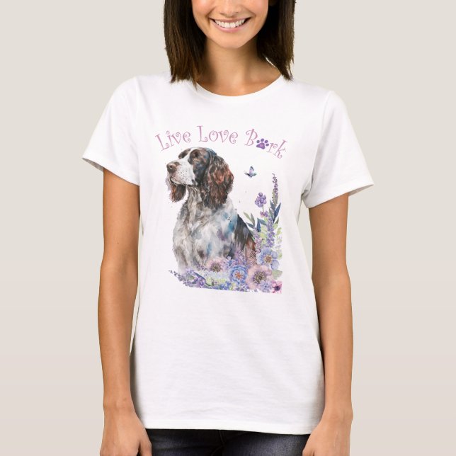 Camiseta Madre Perra Springer Spaniel Floral (Anverso)