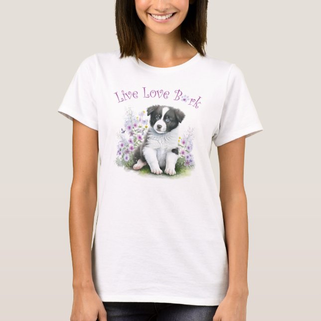 Camiseta Madre Perro Border Collie Floral (Anverso)