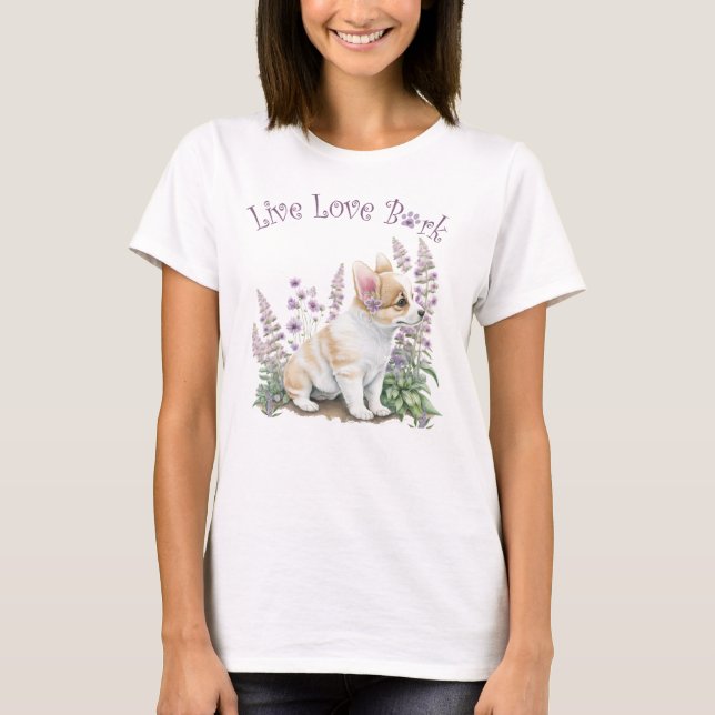 Camiseta Madre Perro Corgi Floral (Anverso)