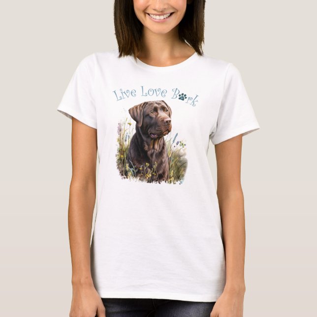 Camiseta Madre Perro Lab Chocolate Floral (Anverso)