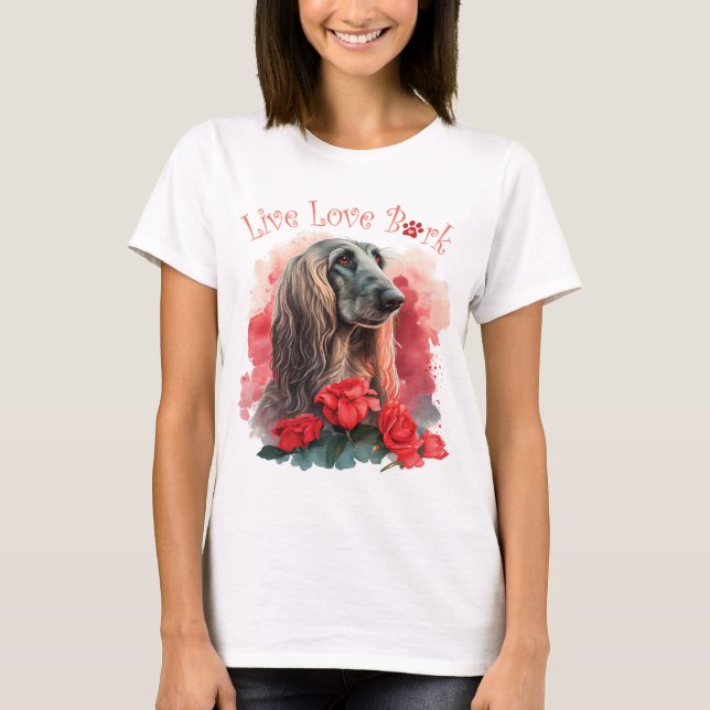 Camiseta Madre Perro Lebrel Afgano Floral (Anverso)