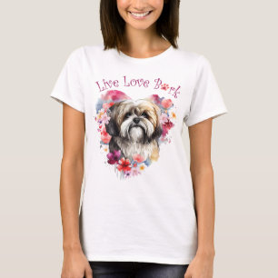 Camiseta Madre Perro Lhasa Apso Floral