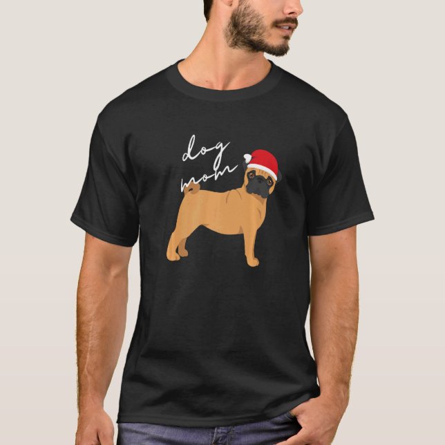 Camiseta Madre Perro Pug Ciervo Navidad (Anverso)