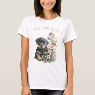 Camiseta Madre Perro Rottweiler Floral