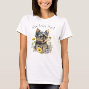 Camiseta Madre Perro Yorkie Floral