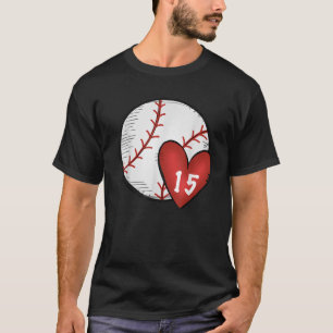 Camiseta Madre Personalizado de béisbol número 15 corazón p