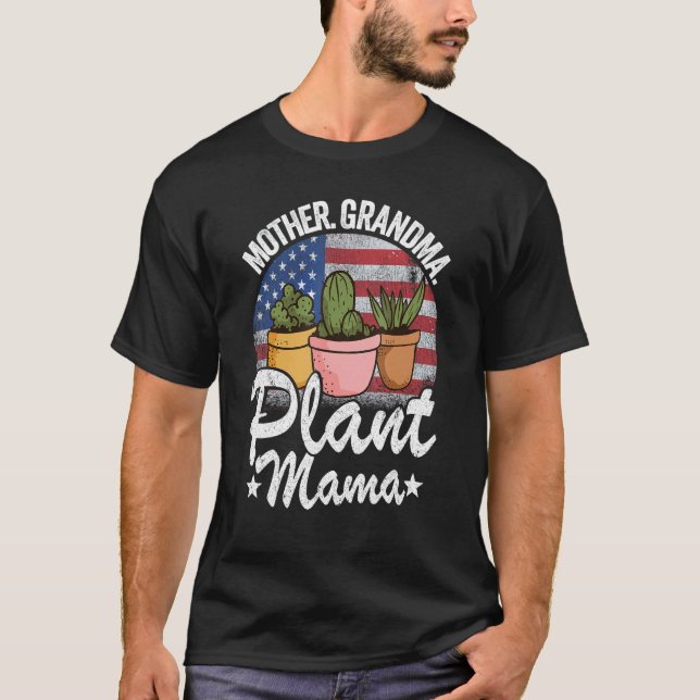 Camiseta Madre Planta de Abuela Mama American Flag Gardener (Anverso)