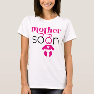Camiseta Madre Pronto Bebé Futuro Chica Rosa Negro Funny