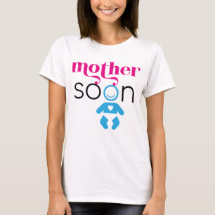 Camiseta Madre pronto futuro niño bebé azul negro rosado Fu