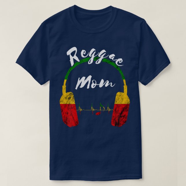 Camiseta Madre reggae rastafari con auriculares musicales (Diseño del anverso)