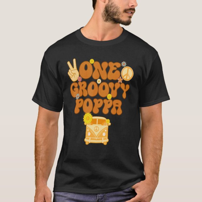 Camiseta Madre retro de Groovy Poppa Hippie Cumpleaños 70 F (Anverso)
