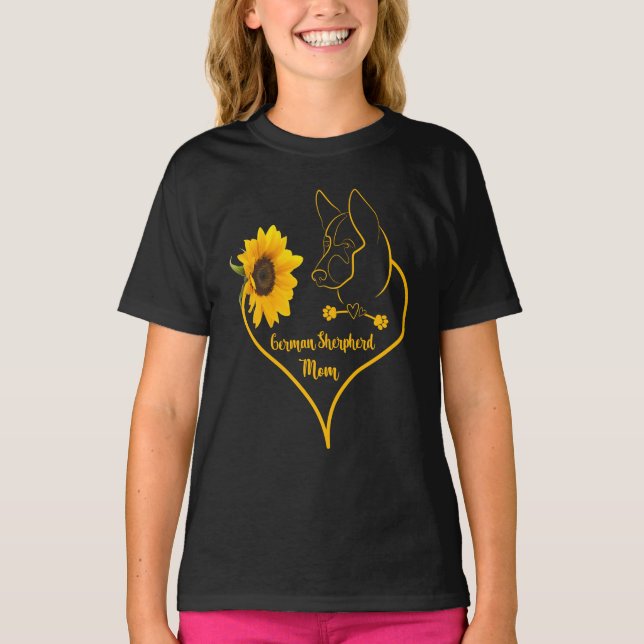Camiseta Madre Sherpherd alemana con amantes del girasol K9 (Anverso)