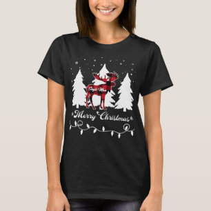 Camiseta Madre Soltera Alce Búfalo Cuadros Rojos de Navidad