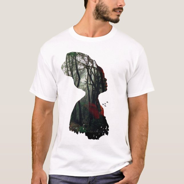 Camiseta Madre Tierra Mujer y doble exposición forestal (Anverso)