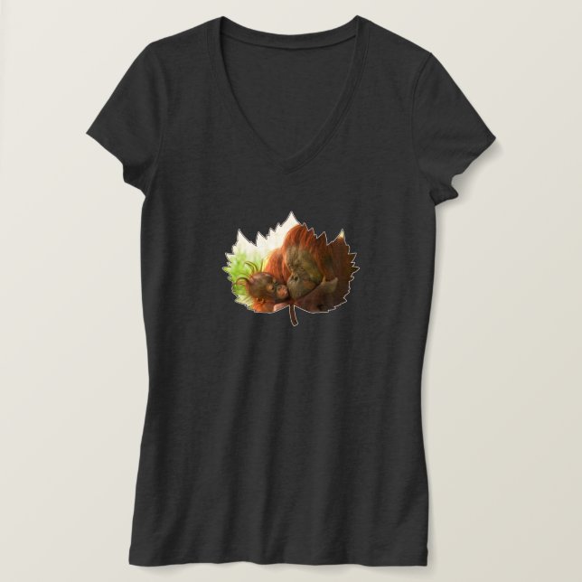 Camiseta Madre Y Bebé De Orangután (Anverso del diseño)