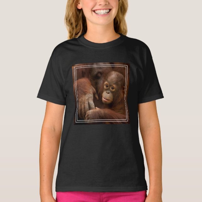 Camiseta Madre y bebé de Orangutan en el zoológico (Anverso)