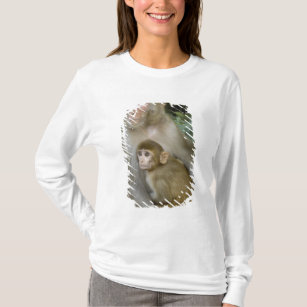 Camiseta Madre y bebé del mulatta del Macaca de los