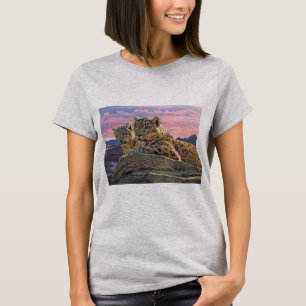 Camiseta Madre y cachorro de leopardo de la nieve -