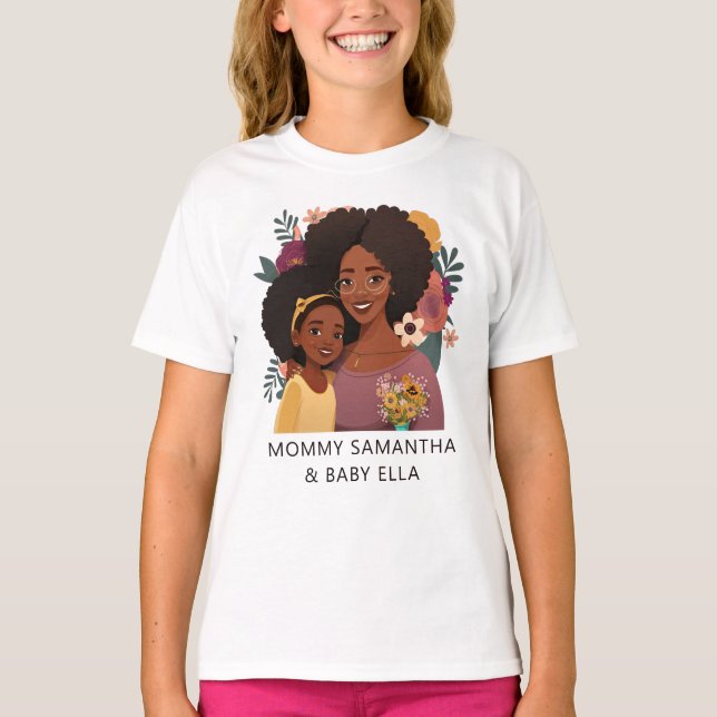 Camiseta Madre y hija negras personalizadas (14) (Anverso)