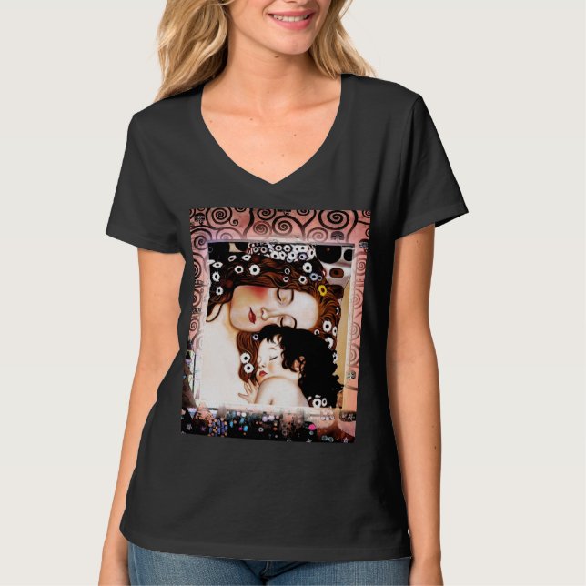 Camiseta Madre y niño por el collage de Gustavo Klimt (Anverso)
