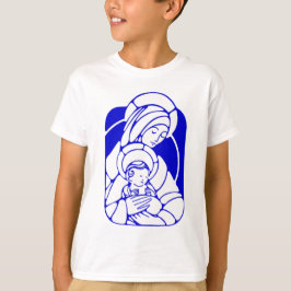 Camiseta Madre y niño santos azules y blancos