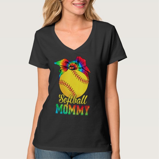 Camiseta Madres de Softball Mommy Tie Dye Softball Madre D (Anverso)