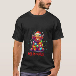 Camiseta Madres Navidades brillantes Highland Cow Xmas Li