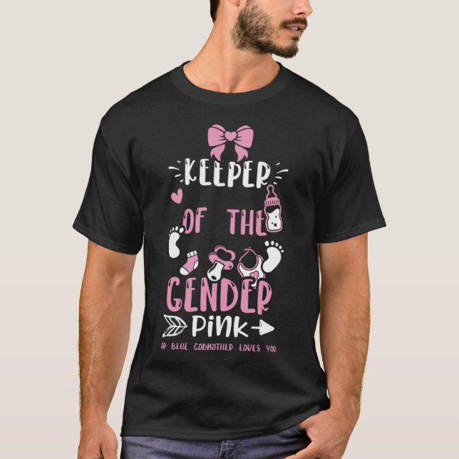 Camiseta Madrina Cuidada Del Género Rosa O Azul Go Ba (Anverso)