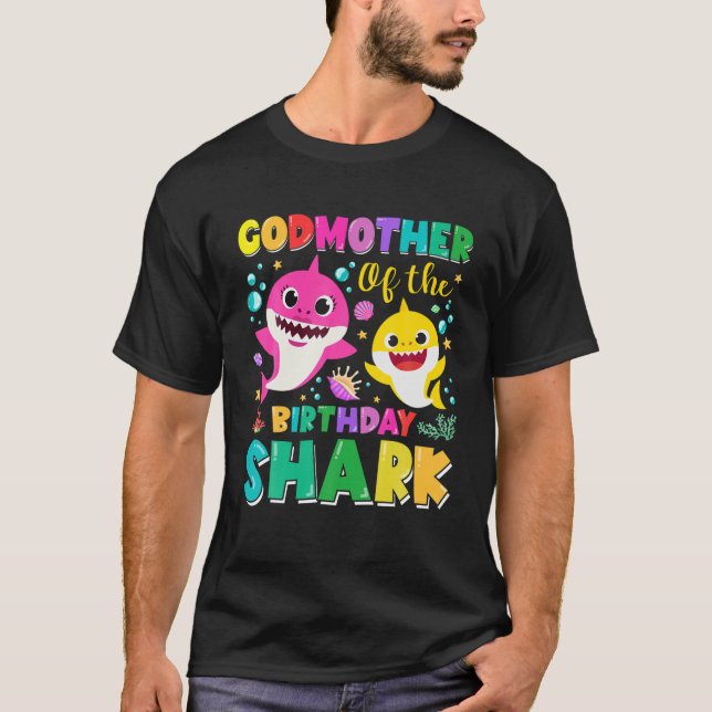 Camiseta Madrina De Los Tiburones De Cumpleaños Padrino Mat (Anverso)