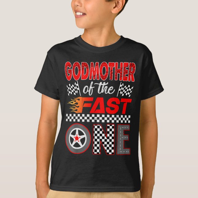 Camiseta Madrina de The Fast One Primer Cumpleaños Coche de (Anverso)