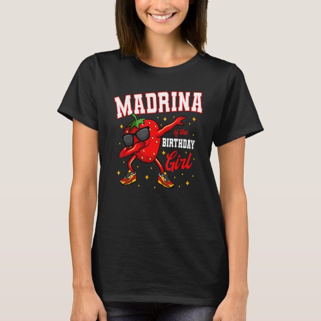 Camiseta Madrina Del Chica De Cumpleaños Dabbing Strawberry (Anverso)