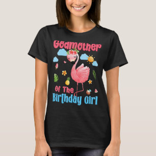 Camiseta Madrina Del Chica De Cumpleaños Flamingo Tropical 