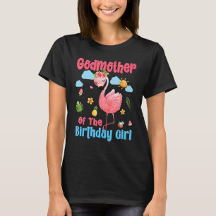 Camiseta Madrina Del Chica De Cumpleaños Flamingo Tropical