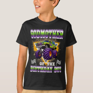 Camiseta Madrina del Cumpleaños del Niño Camión Monstruo Cu
